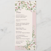 Menu Mariage d'aquarelle fleurie rose duveteuse (Devant)