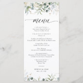 Menu Mariage d'aquarelle fleurie verte (Devant)