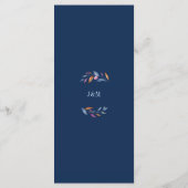 Menu Mariage d'aquarelle florale bleu marine (Dos)