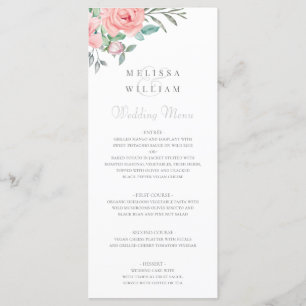Menu Mariage d'aquarelle florale de Bourgogne