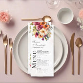 Menu Mariage d'aquarelle florale dynamique
