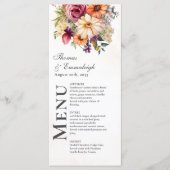 Menu Mariage d'aquarelle florale dynamique (Devant)