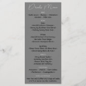 Menu Mariage d'aquarelle florale gris doux (Dos)