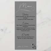 Menu Mariage d'aquarelle florale gris doux (Devant)
