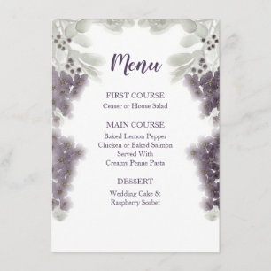 Menu Mariage d'aquarelle florale Lavender