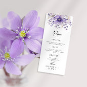 Menu Mariage d'aquarelle florale pourpre