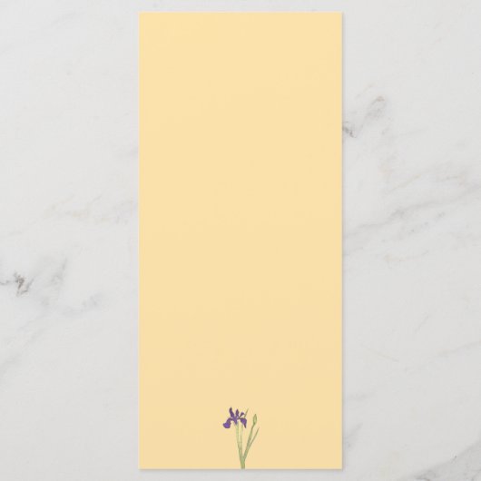 Menu Mariage d'aquarelle jaune violet Iris & Beurre (Dos)