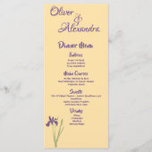 Menu Mariage d'aquarelle jaune violet Iris & Beurre (Devant)