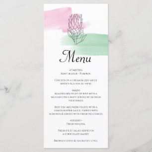 Menu Mariage d'aquarelle King Protea