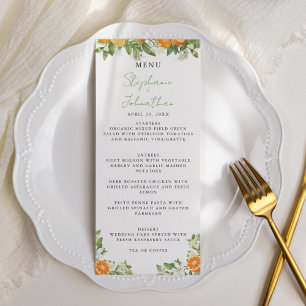 Menu Mariage d'aquarelle mandarin orange
