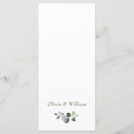 Menu Mariage d'aquarelle moderne Eucalyptus Wreath (Dos)