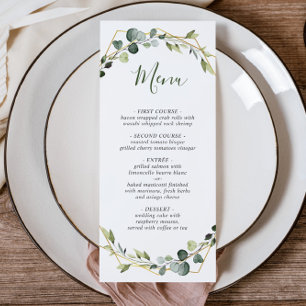 Menu Mariage d'aquarelle moderne Eucalyptus Wreath