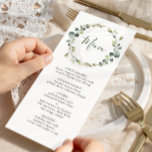 Menu Mariage d'aquarelle moderne Eucalyptus Wreath Boho<br><div class="desc">Pour plus de personnalisation,  cliquez sur le lien "customiser plus" et utilisez notre outil de conception pour modifier ce modèle.</div>