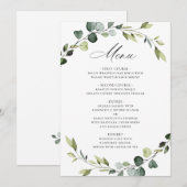 Menu Mariage d'aquarelle moderne Eucalyptus Wreath Boho (Devant / Derrière)