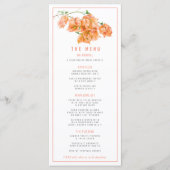 Menu Mariage d'aquarelle orange d'abricot de Bougainvil (Devant)