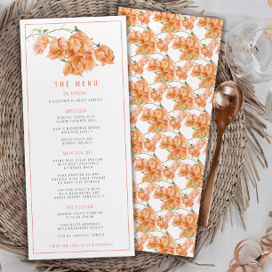 Menu Mariage d'aquarelle orange d'abricot de Bougainvil