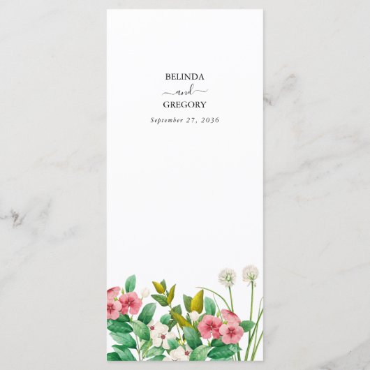 Menu Mariage d'aquarelle périphérique fleur sauvage (Dos)