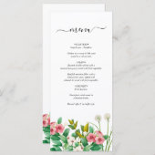 Menu Mariage d'aquarelle périphérique fleur sauvage (Devant / Derrière)