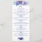 Menu Mariage d'aquarelle romantique bleu violet (Devant)
