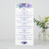 Menu Mariage d'aquarelle romantique bleu violet (Debout devant)