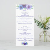 Menu Mariage d'aquarelle romantique bleu violet (Debout devant)