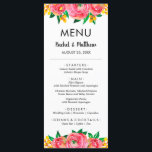 Menu Mariage d'aquarelle rose et jaune<br><div class="desc">Belles fleurs roses d'aquarelle abstraites,  bourgeons jaunes et feuilles verts avec vos détails de réception d'événement ou de mariage en lettres chic sur ces cartes de menu. CORRESPONDANCE d'objets dans notre collection.</div>