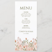 Menu Mariage d'aquarelle rose pâle (Devant)