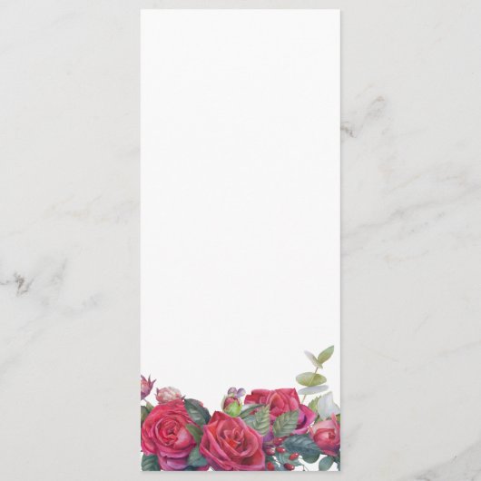 Menu Mariage d'aquarelle Rose rouge (Dos)