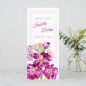 Menu Mariage d'aquarelle rose stock fleurs (Debout devant)