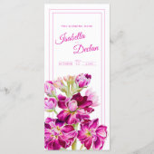 Menu Mariage d'aquarelle rose stock fleurs (Devant)