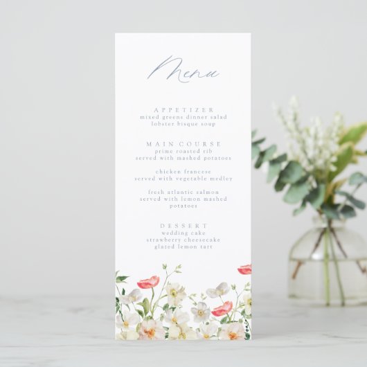 Menu Mariage d'aquarelle Spring Peony (Debout devant)
