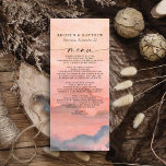 Menu Mariage d'aquarelle Sunset Mountain Rustic<br><div class="desc">En matière de papeterie mariage,  les styles boisés lancent le thème pour une soirée magique ou un week-end mariage entier dans les montagnes.Donnez le ton à votre mariage rustique avec ce design d'inspiration montagnarde avec une scène de montagne aquarelle arrière - plan avec pins.</div>