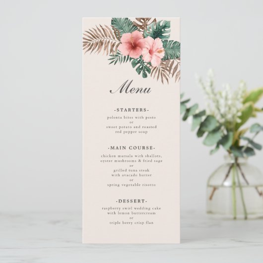 Menu Mariage d'aquarelle tropicale moderne (Debout devant)