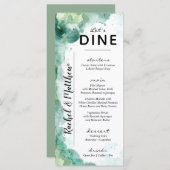 Menu Mariage d'aquarelle verte Abstraite moderne (Devant / Derrière)