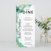 Menu Mariage d'aquarelle verte Abstraite moderne (Debout devant)