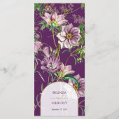 Menu Mariage d'arc doré fleuri violet (Dos)
