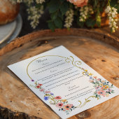 Menu Mariage d'arche d'été Fleur sauvage d'aquarelle