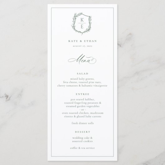 Menu Mariage d'arête botanique Monogramme (Devant)