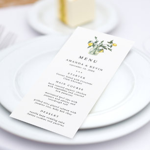 Menu Mariage d'arrangement de citron d'été