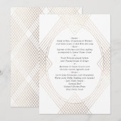 Menu Mariage d'Art Déco Géométrique Ovale Blanc Or (Devant / Derrière)