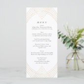 Menu Mariage d'Art Déco Géométrique Ovale Blanc Or (Debout devant)