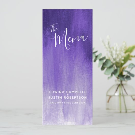 Menu mariage d'art moderne violet (Debout devant)