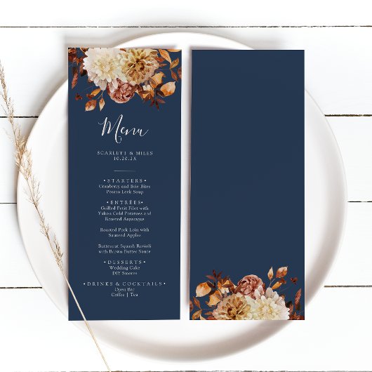 Menu Mariage d'automne bleu marine