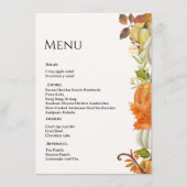 Menu Mariage d'automne Citrouille mariage aux feuilles  (Devant)