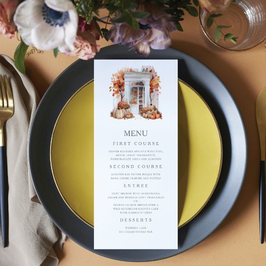 Menu Mariage d'automne de la porte d'entrée blanche