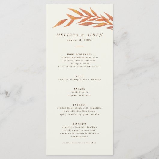 Menu Mariage d'automne de la version officielle de la b (Devant)