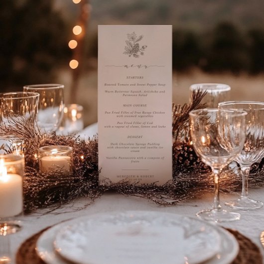 Menu Mariage d'automne élégant à l'écriture d'Ajonc et 