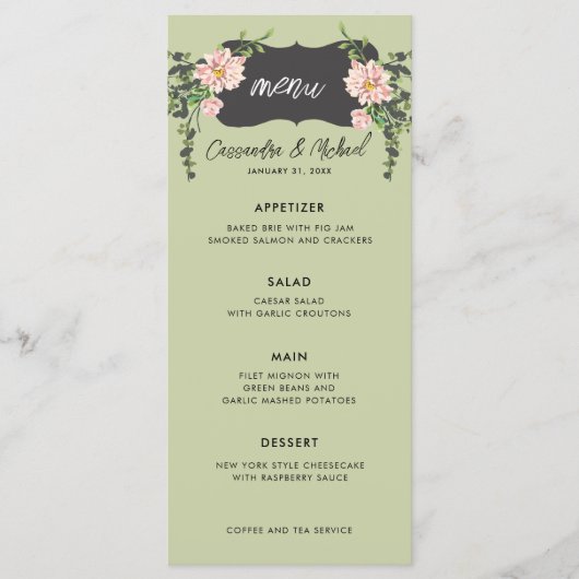 Menu Mariage de 4 plats Desert Bloom (Devant)