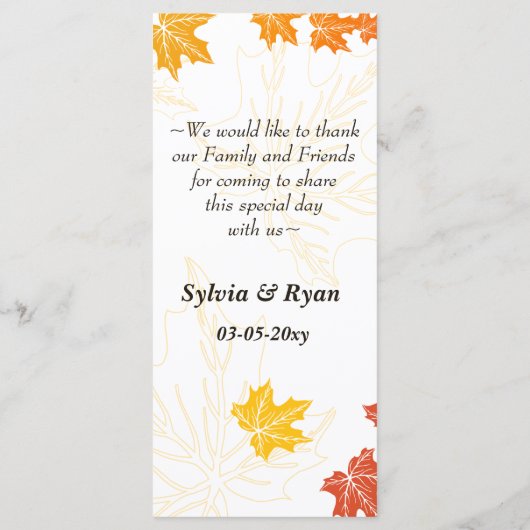 menu mariage de automne (Dos)