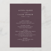 Menu Mariage de automne automne prune simple élégant (Devant)